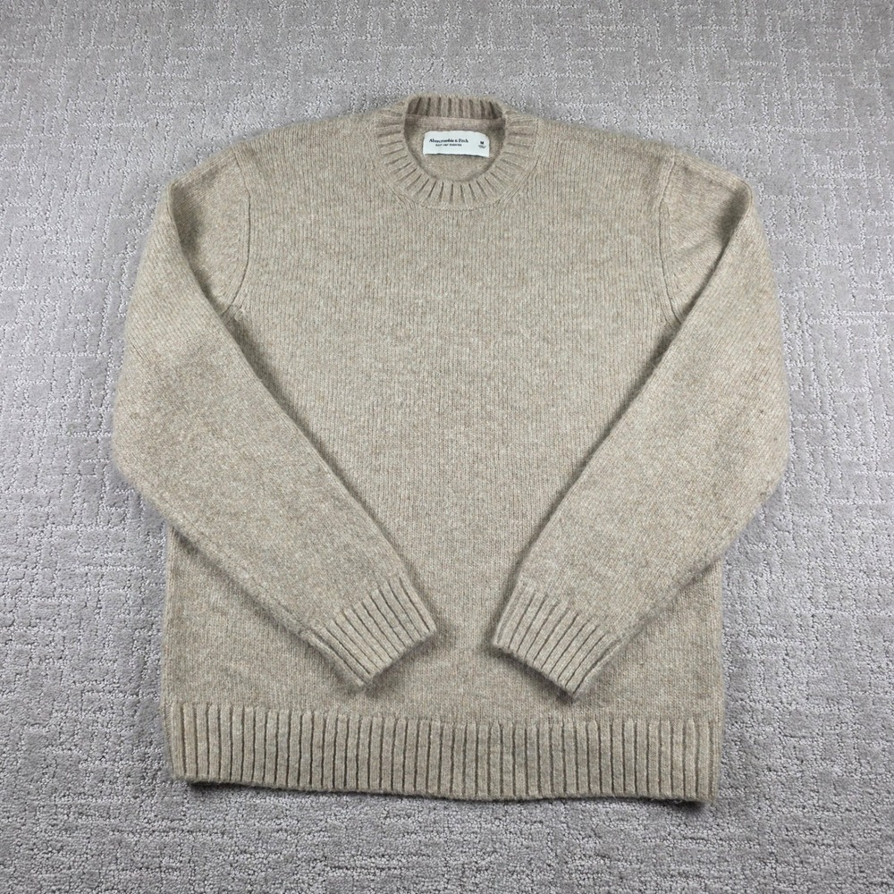 Abercrombie & Fitch Soft A&F Sweater Mens Medium Tan Oatmeal Crewneck Knit